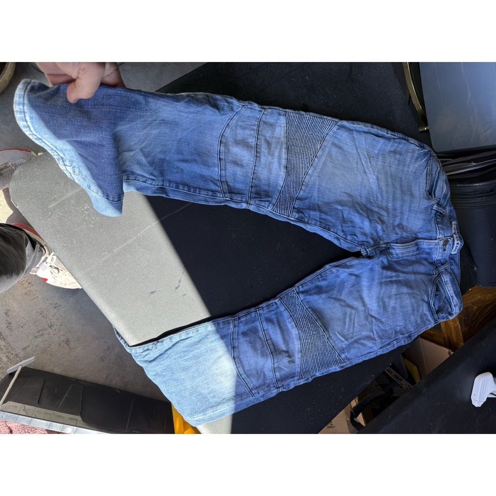 Express Rocco Slim Leg Jeans 36x34 Moto Biker Denim Blue Stretch Mens - Picture 2 of 7